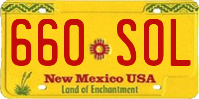 NM license plate 660SOL