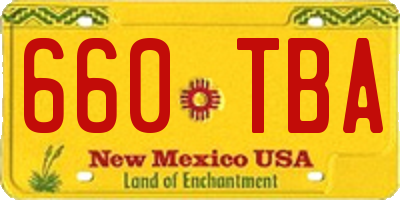 NM license plate 660TBA