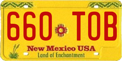 NM license plate 660TOB