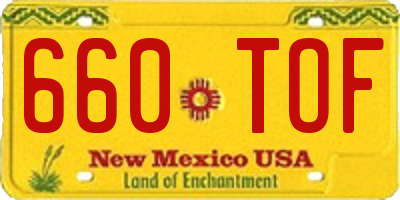 NM license plate 660TOF