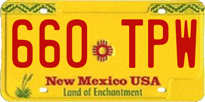 NM license plate 660TPW