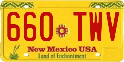 NM license plate 660TWV