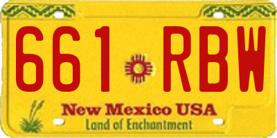NM license plate 661RBW