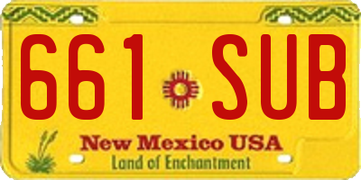NM license plate 661SUB