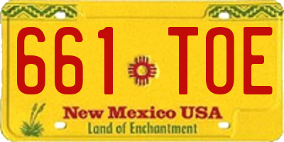 NM license plate 661TOE
