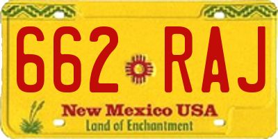 NM license plate 662RAJ