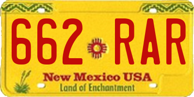 NM license plate 662RAR