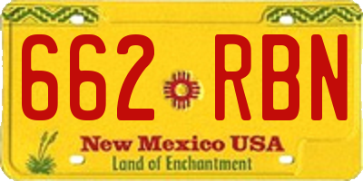 NM license plate 662RBN