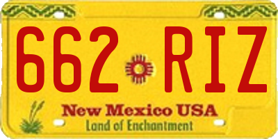 NM license plate 662RIZ