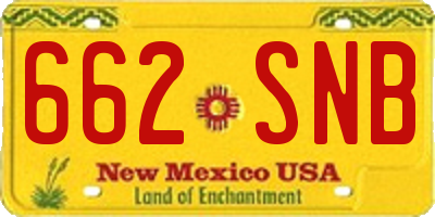 NM license plate 662SNB