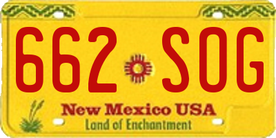 NM license plate 662SOG