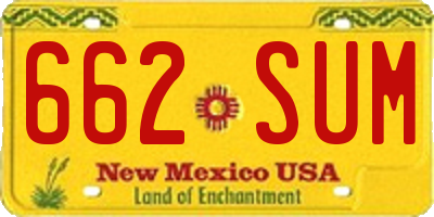 NM license plate 662SUM