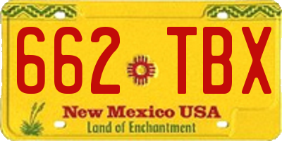 NM license plate 662TBX