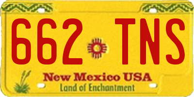NM license plate 662TNS