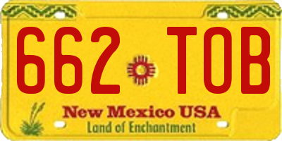 NM license plate 662TOB