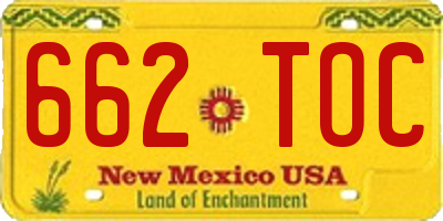 NM license plate 662TOC