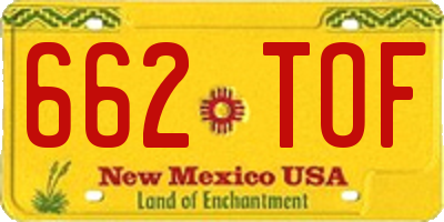 NM license plate 662TOF
