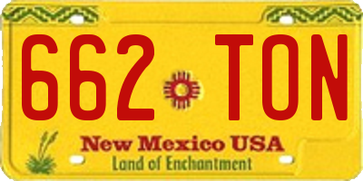 NM license plate 662TON