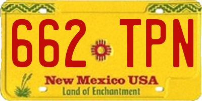NM license plate 662TPN