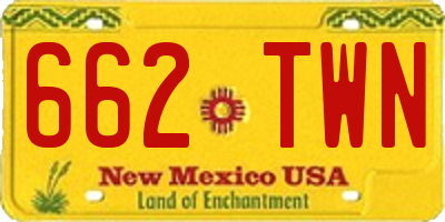 NM license plate 662TWN