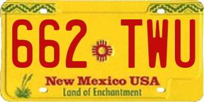 NM license plate 662TWU