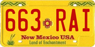 NM license plate 663RAI