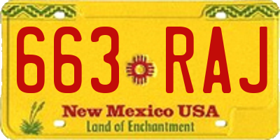 NM license plate 663RAJ