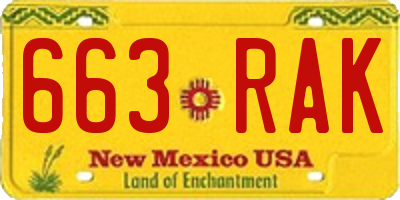 NM license plate 663RAK