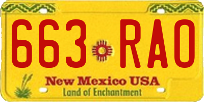 NM license plate 663RAO