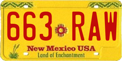 NM license plate 663RAW