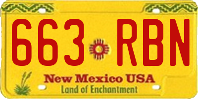 NM license plate 663RBN