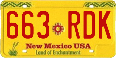 NM license plate 663RDK