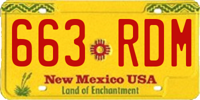 NM license plate 663RDM