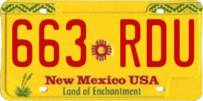 NM license plate 663RDU