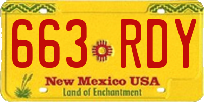 NM license plate 663RDY