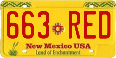 NM license plate 663RED