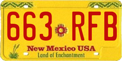 NM license plate 663RFB