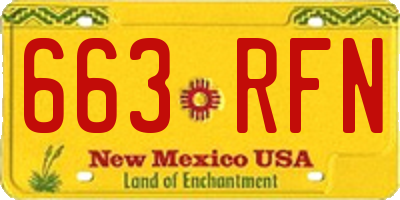 NM license plate 663RFN