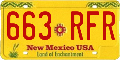 NM license plate 663RFR