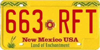 NM license plate 663RFT