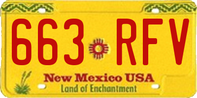 NM license plate 663RFV