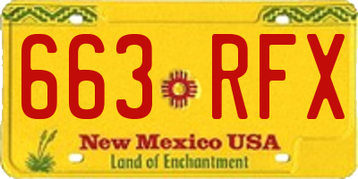 NM license plate 663RFX