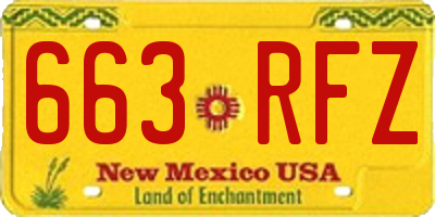 NM license plate 663RFZ