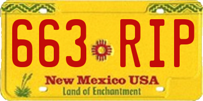 NM license plate 663RIP