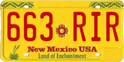 NM license plate 663RIR