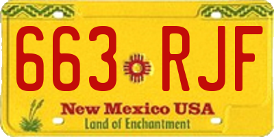 NM license plate 663RJF