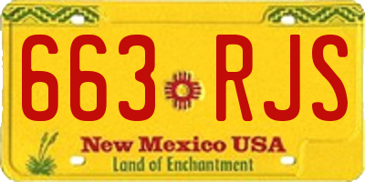 NM license plate 663RJS