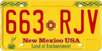 NM license plate 663RJV