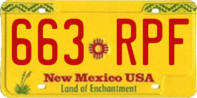 NM license plate 663RPF