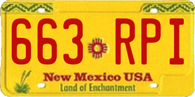 NM license plate 663RPI